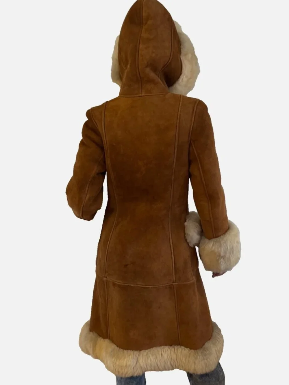 Shearling Leather Vintage Fur Penny Lane Long Suede Sheepskin Princess Maxi Coat - Picture 10 of 10